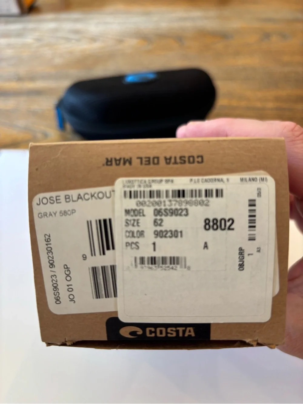 Costa Jose JO 01 Sunglasses in Black with Blue Zip Case Accent